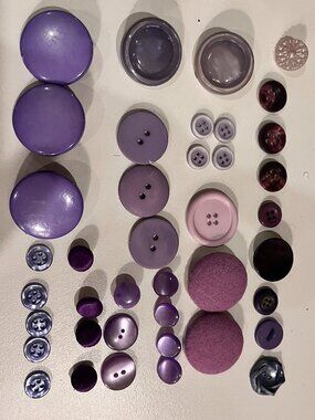 40 PC Set Vintage Miscellaneous Buttons  Purple Variety